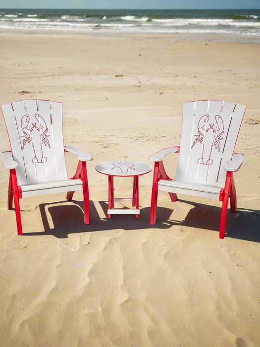 Amish Bayside Siesta Chair 
Amish Made Poly Siesta Chair
Bright White on Cardinal Red (Lobster)