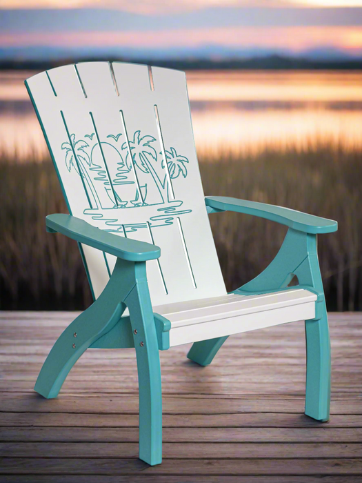 Amish Bayside Siesta Chair 
Amish Made Poly Siesta Chair
Bright White on  Aruba Blue (Sunset)