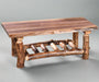 Amish Bear Claw Aspen Log Coffee Table with Live Edge Walnut Top