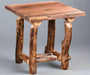 Amish Bear Claw Aspen Log End Table with Live Edge Walnut Top