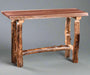 Amish Bear Claw Aspen Log Sofa Table with Live Edge Walnut Top