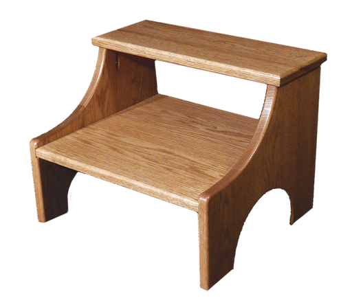 Bedside Step Stool Oak Wood Amish Built Front Facing