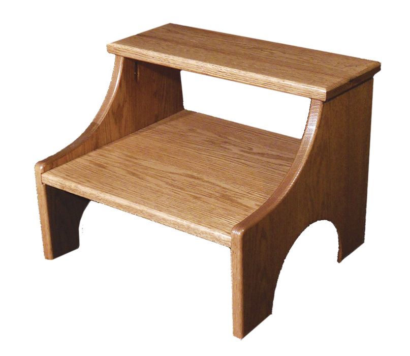 Bedside Step Stool Oak Wood Amish Built Front Facing