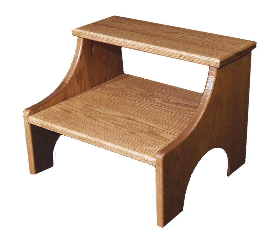 Bedside Step Stool Oak Wood Amish Built Front Facing