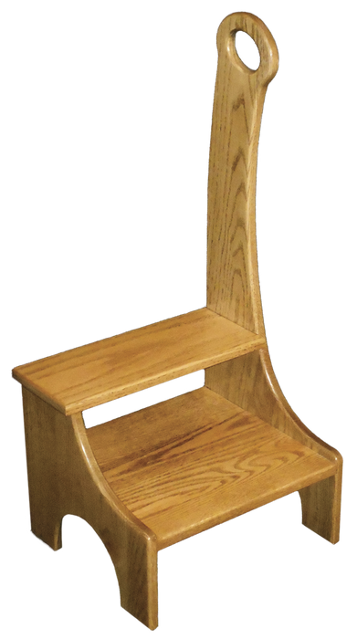 Bedside Step Stool with Handle Amish Built Solid Oak Front Facing