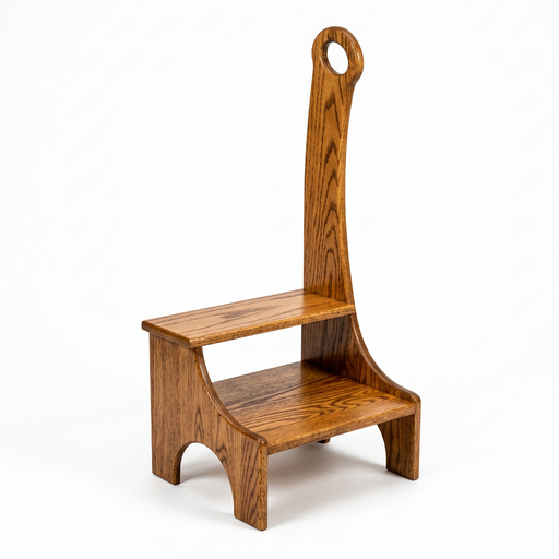 Bedside Step Stool with Handle Amish Built Solid Oak Front Facing
