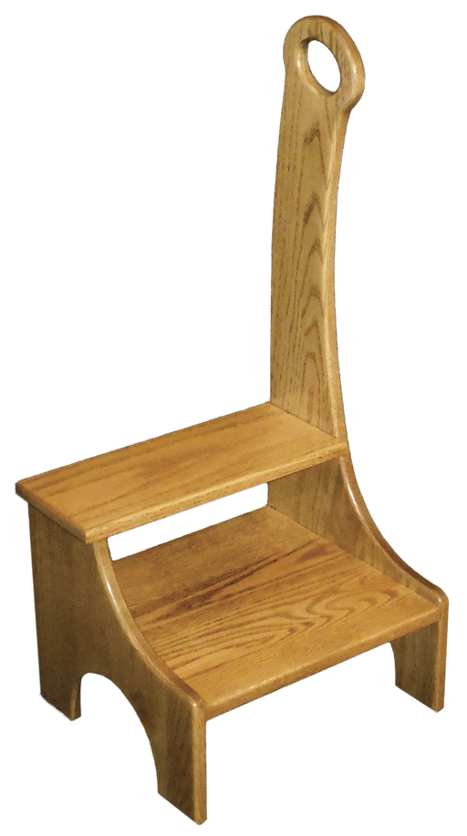 Bedside Step Stool with Handle Amish Built Solid Oak Front Facing