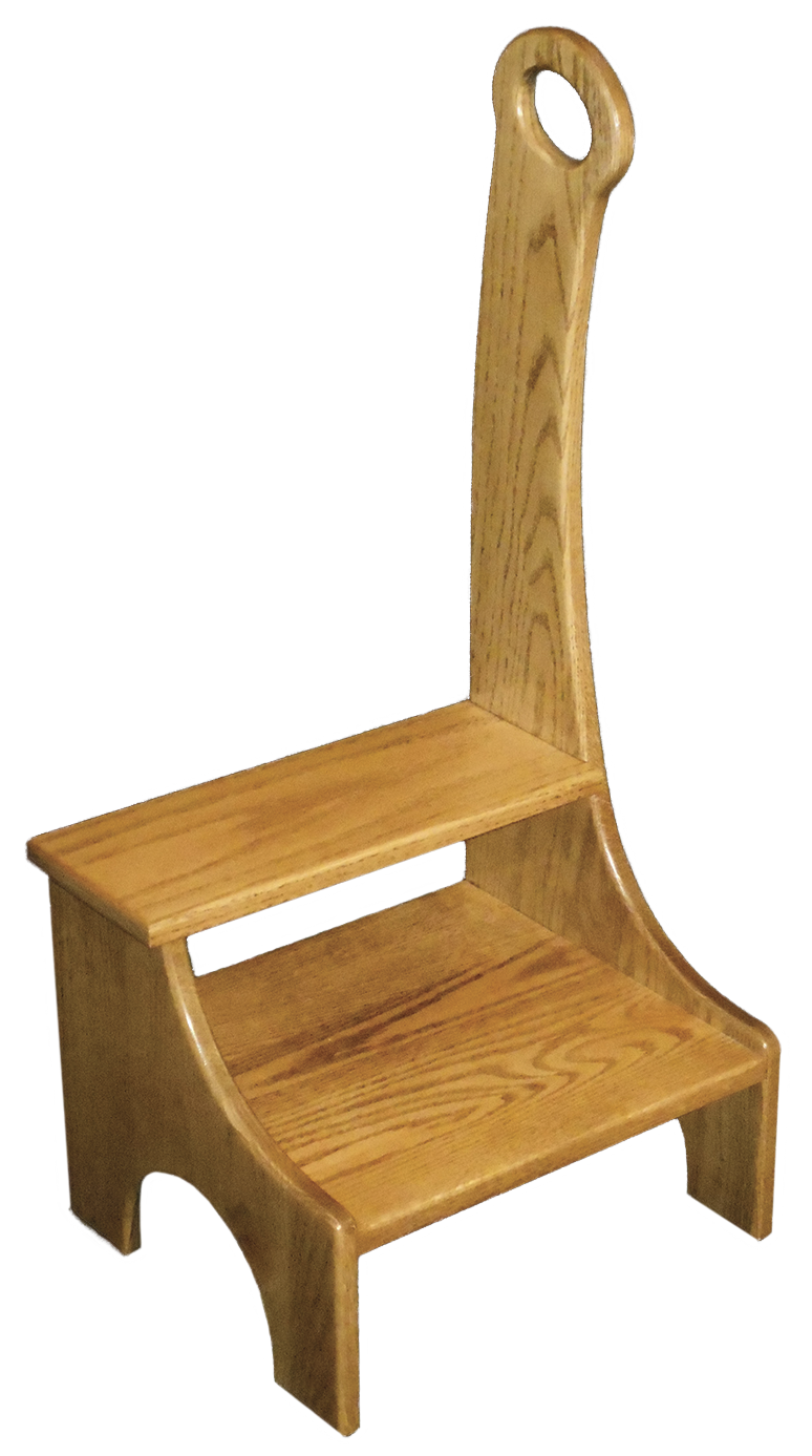 Bedside Step Stool with Handle Amish Built Solid Oak Front Facing