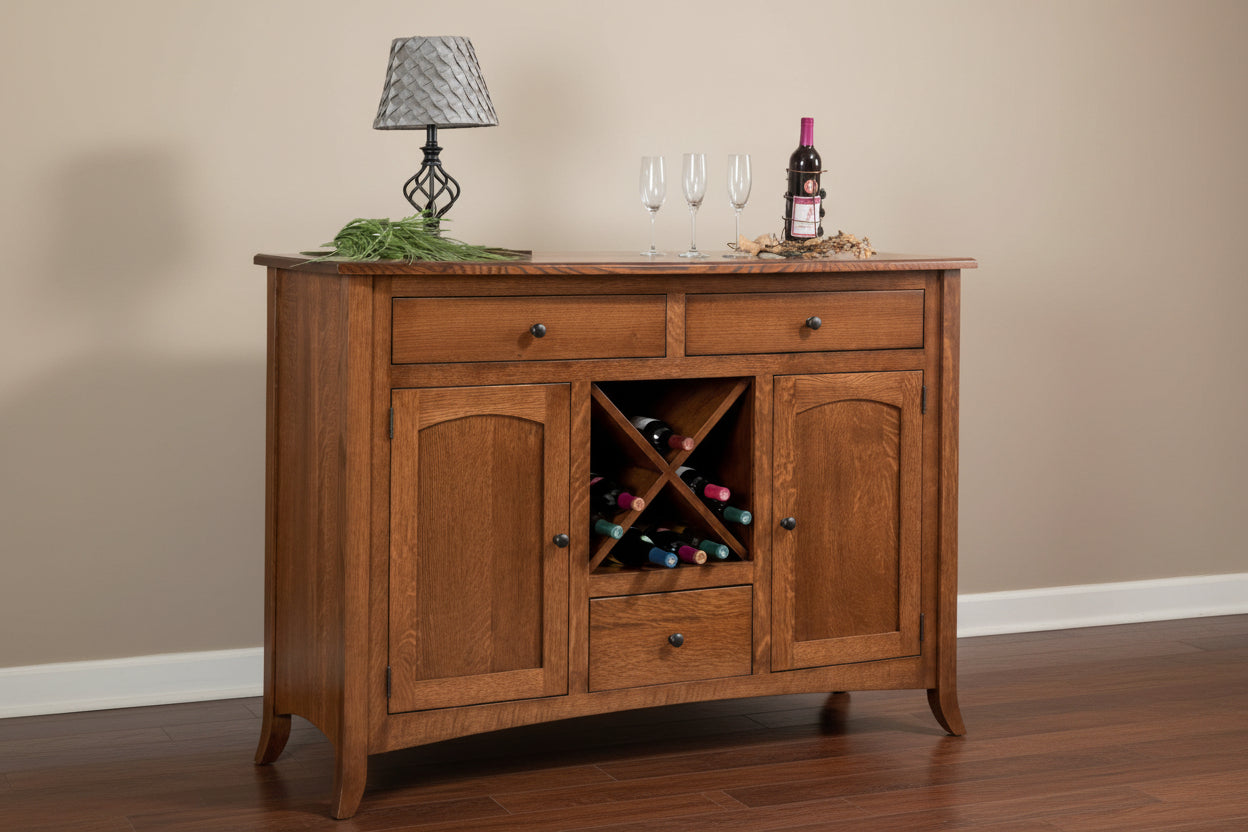 -Hardware: K2040 BL Knobs
-1 Adjustable Wood Shelf Behind Door
-Holds up to 12 Wine Bottles