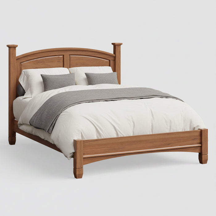 Amish Bella Poster Bed with Raised Panels and Low Profile Footboard