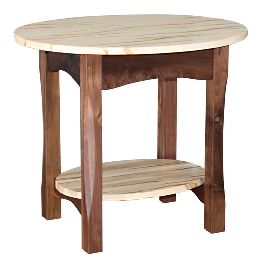 Amish Bennett Oval End Table - Amish Oval End Table - Solid Wormy Maple And Walnut End Table