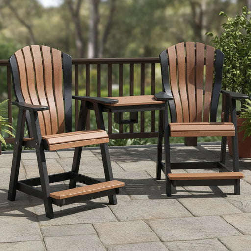 Amish Bentback Adirondack Balcony Tete-A-Tete Set - Walnut Lane Poly - Amish Made Poly Tete-A-Tete Set