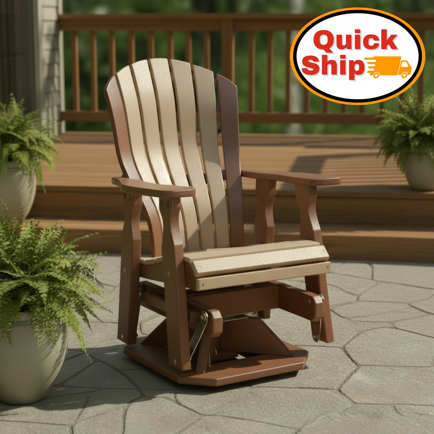 Amish Bentback Adirondack Swivel Gliding Ottoman In-stock Quick Ship