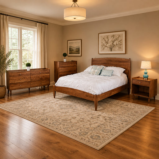 Amish Benton Bedroom Set - Mid-Century Modern Amish Bedroom Set - Solid Walnut Bedroom - In-Bedroom Photo