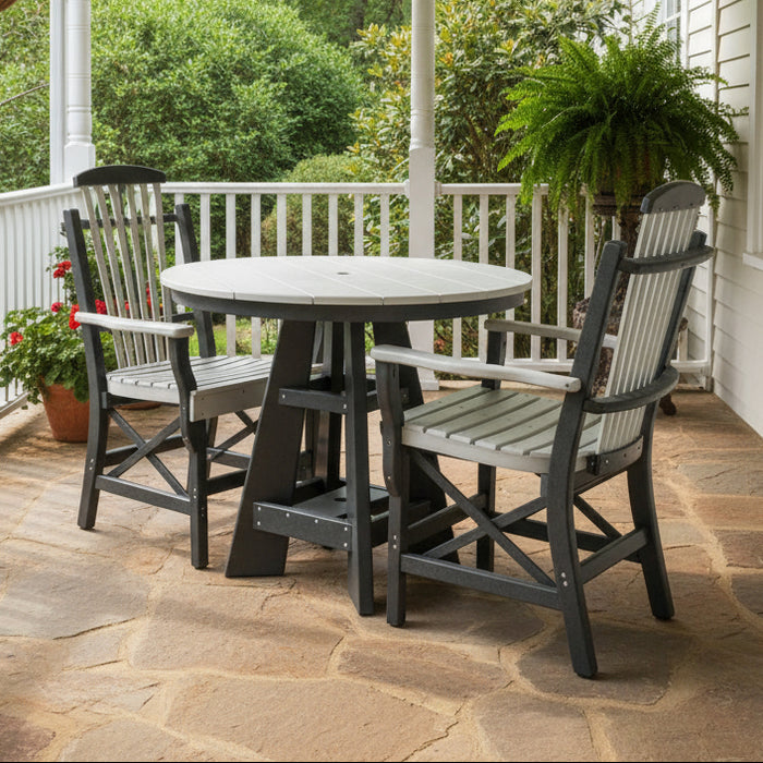 Amish Bentwood Dining Set 32" Round Table with Poly Bent Armed Dining Chair Rabers Poly Woodshop