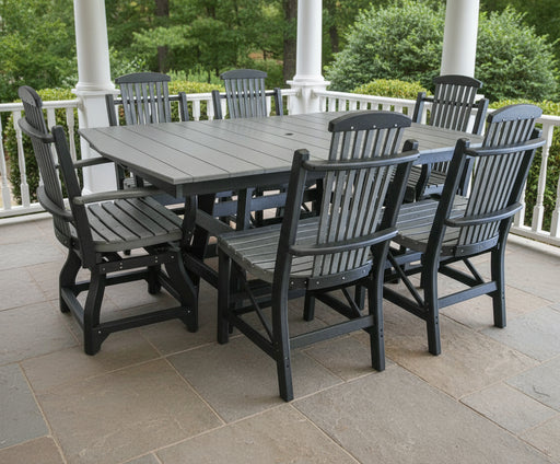 Amish Bentwood Poly Dining Set 44" x 72" Oblong Table with 6 Poly Bent Swivel Dining Chairs and Poly Bentwood Dining Chairs Rabers Poly Woodshop