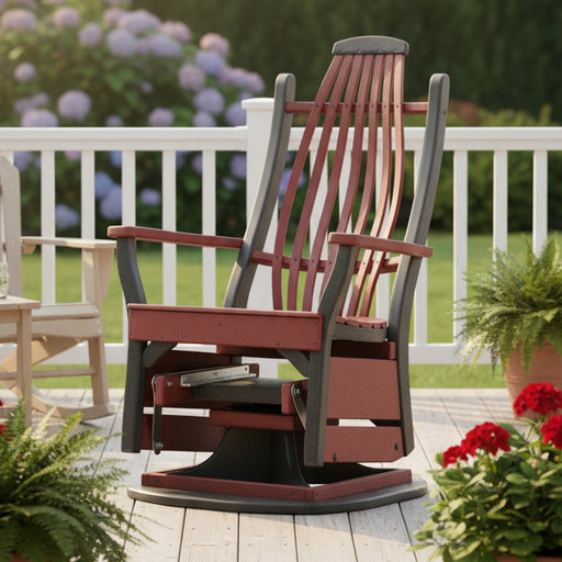 Amish Bentwood Swivel glider Cardinal Red on Black