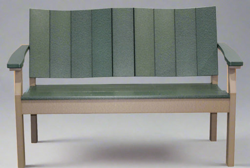 Amish Berkely Poly 4' Bench - Dark Green on Watherwood Poly - Front Facing Photo