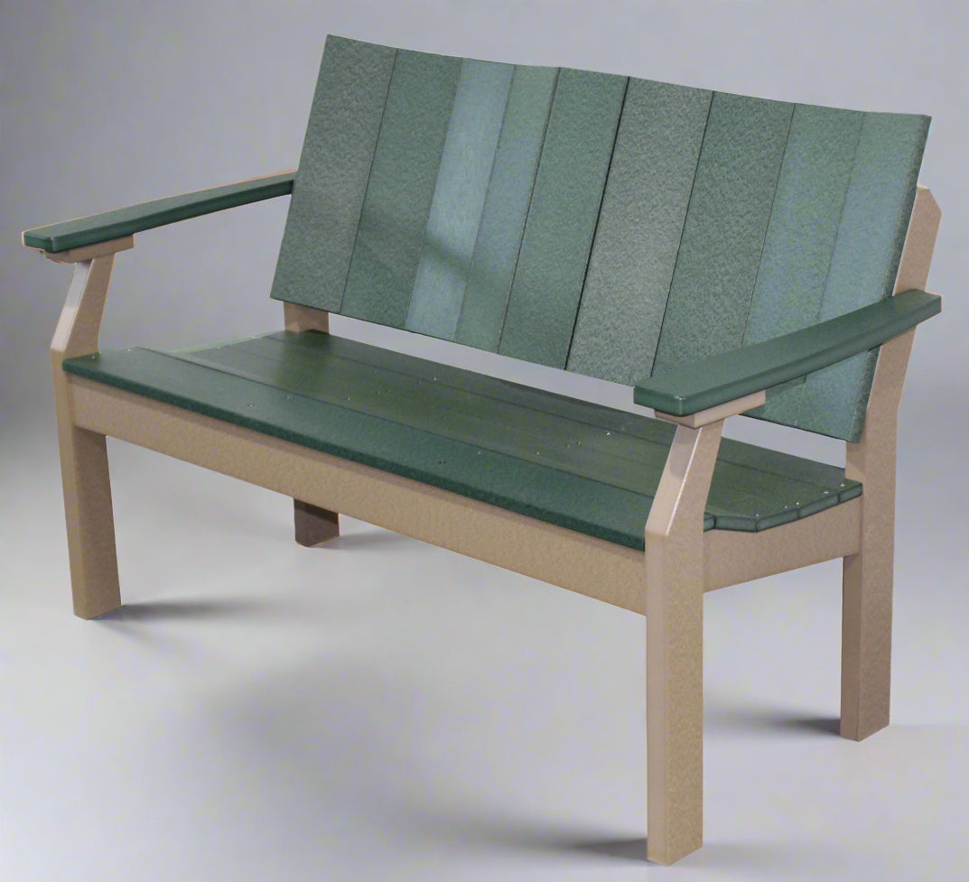 Amish Berkely Poly 4' Bench - Dark Green on Watherwood Poly - Main Photo