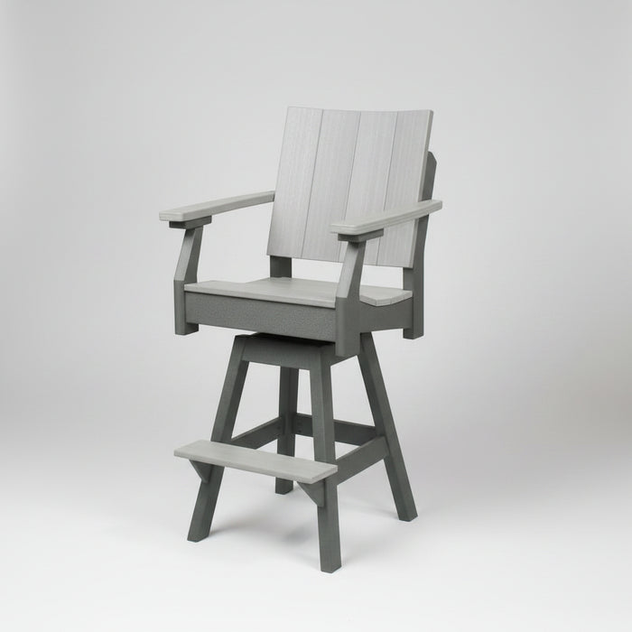 Amish Berkley Bar Swivel Dining Chair - Driftwood Gray on Dark Gray - Main Photo