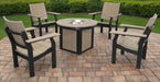 Amish Berkley Chat Chairs With Berkley Firepit Set - Weatherwood on Black Poly - Set Photo