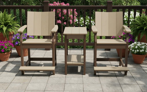 Amish Berkley Counter Chair Set With End Table - Weatherwood on Brown Poly - Set Photo