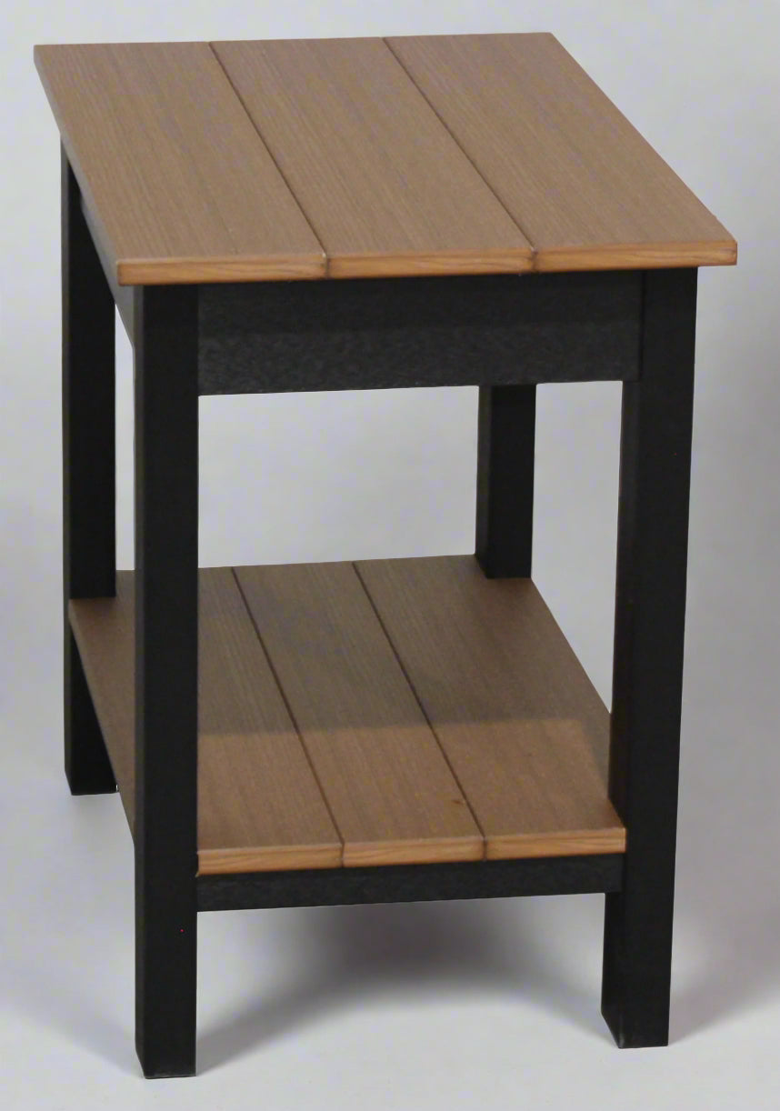 Amish Berkley End Table With Shelf - Antique Mahogany on Black - Buckeye Poly - Main Photo