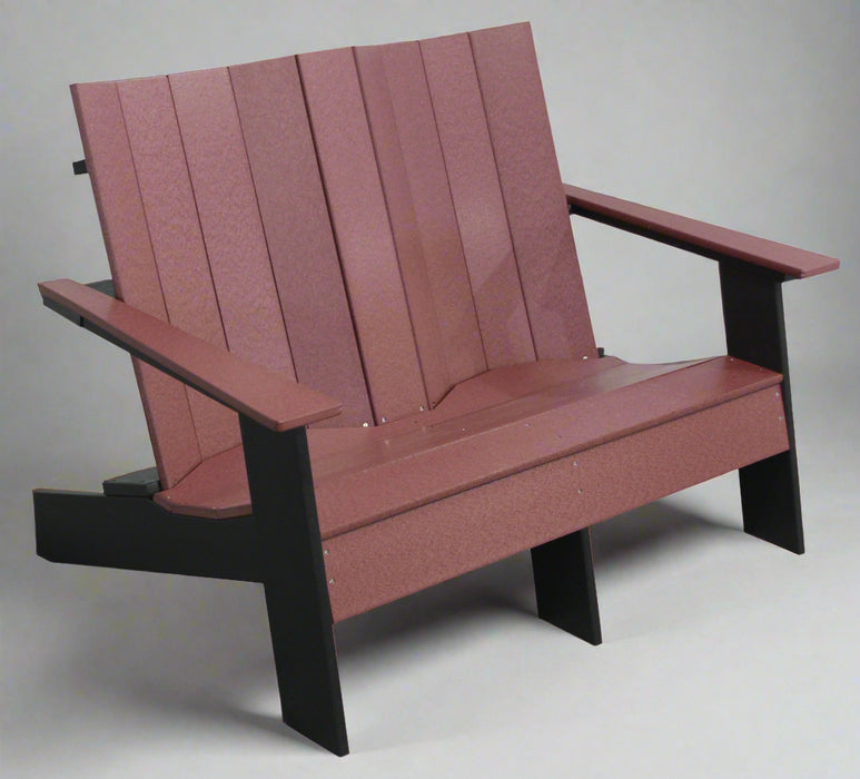 Amish Berkley Poly Adirondack Loveseat - Burgundy on Black Poly - Main Photo