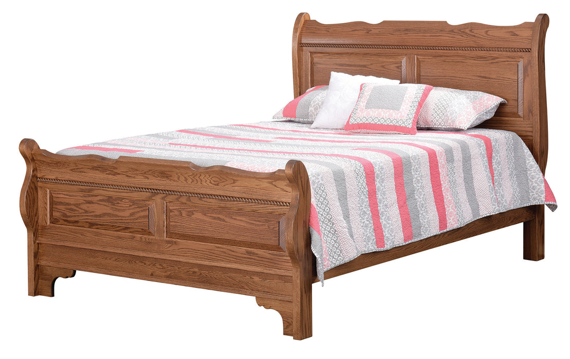 Amish Berkshire Sleigh Bed - Amish Made Sleigh Bed - Troyer Ridge Furniture - Rope Twist Detail