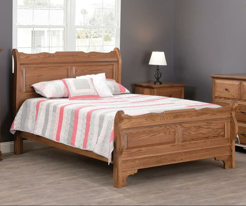 Amish Berkshire Sleigh Bed - Amish Made Sleigh Bed - Troyer Ridge Furniture - Rope Twist Detail 1