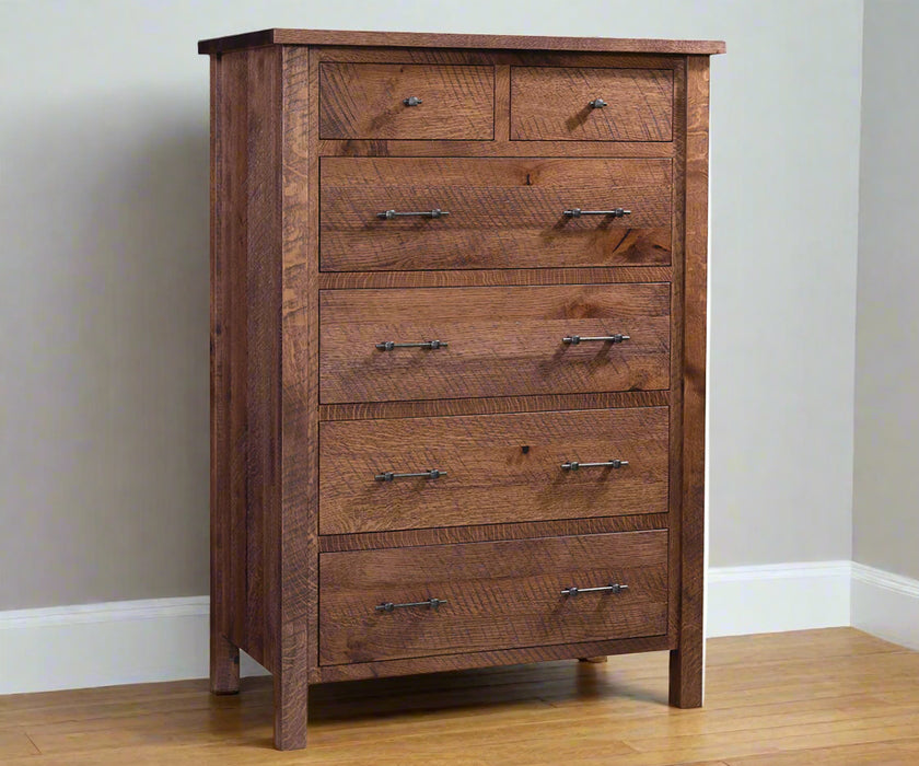 Amish Blue Ridge 6-Drawer Chest of Drawers
Hardware:
K-558-SI Pull
K-58-SI Knob
Slides: Full Ext. Side mount