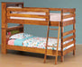 Amish Bookcase Bunk Bed Solid Maple Wood with OCS 113 Michaels Stain Color Front Facing