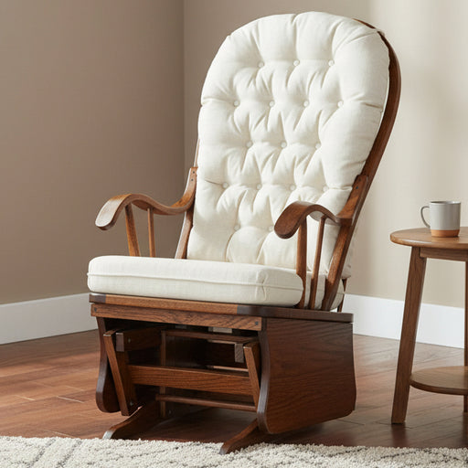 Amish Bowback Oak Short Arm Swivel  Contemporary Rocking Chair