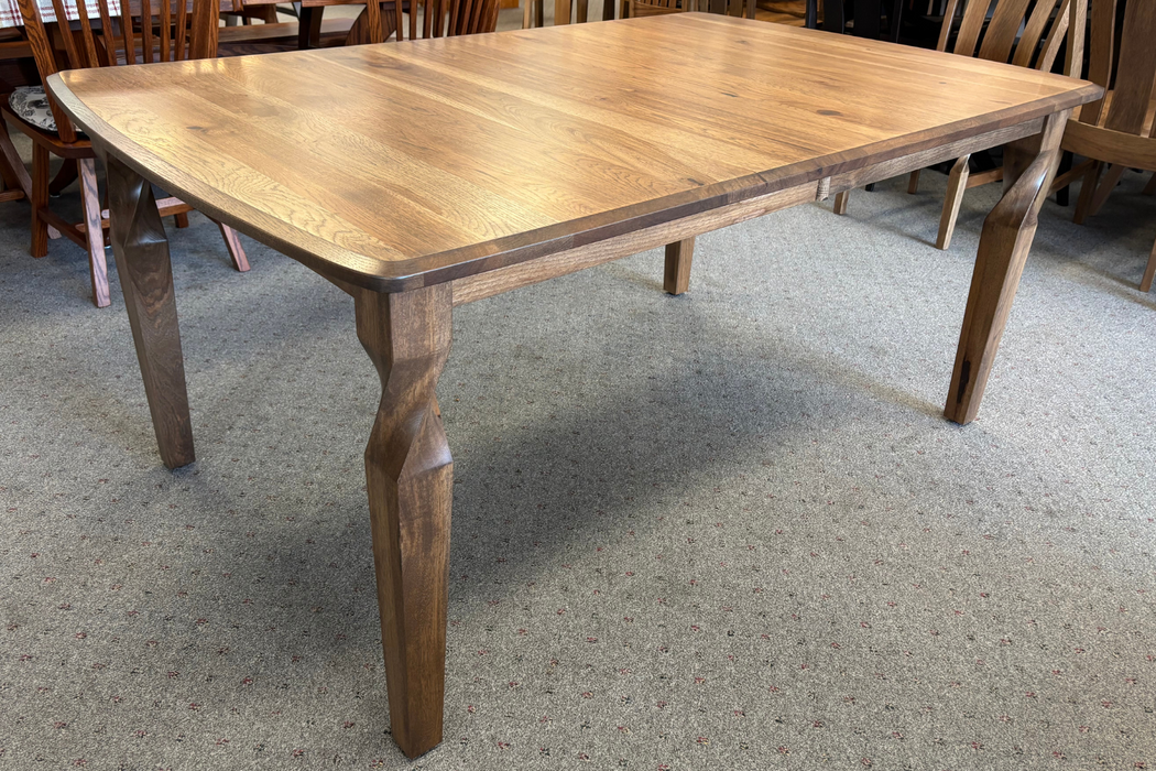 Amish Brantley Dining Table - Table Only - Closed Position - Rustic Hickory - Lite Asbury