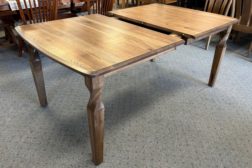 Amish Brantley Dining Table - Table Only Photo - Table Open - Rustic Hickory Lite Asbury Stain