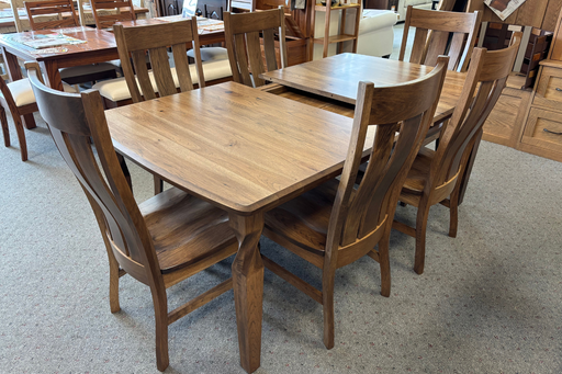 Amish Brantley Leg Table Set Photo 1 - Rustic Hickory - Lite Asbury