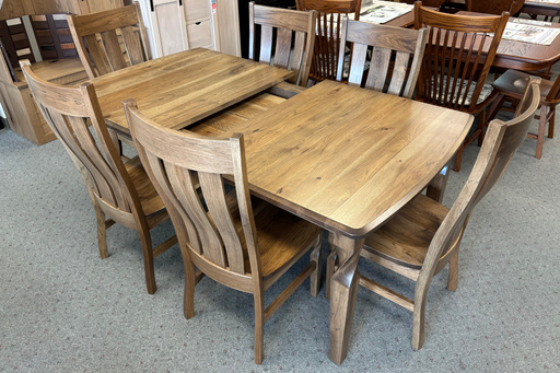 Amish Brantley Leg Table Set Photo 2 - Rustic Hickory - Lite Asbury