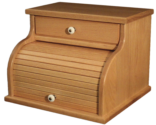 Bread Box with Drawer Amish Made Solid Oak Front Facing