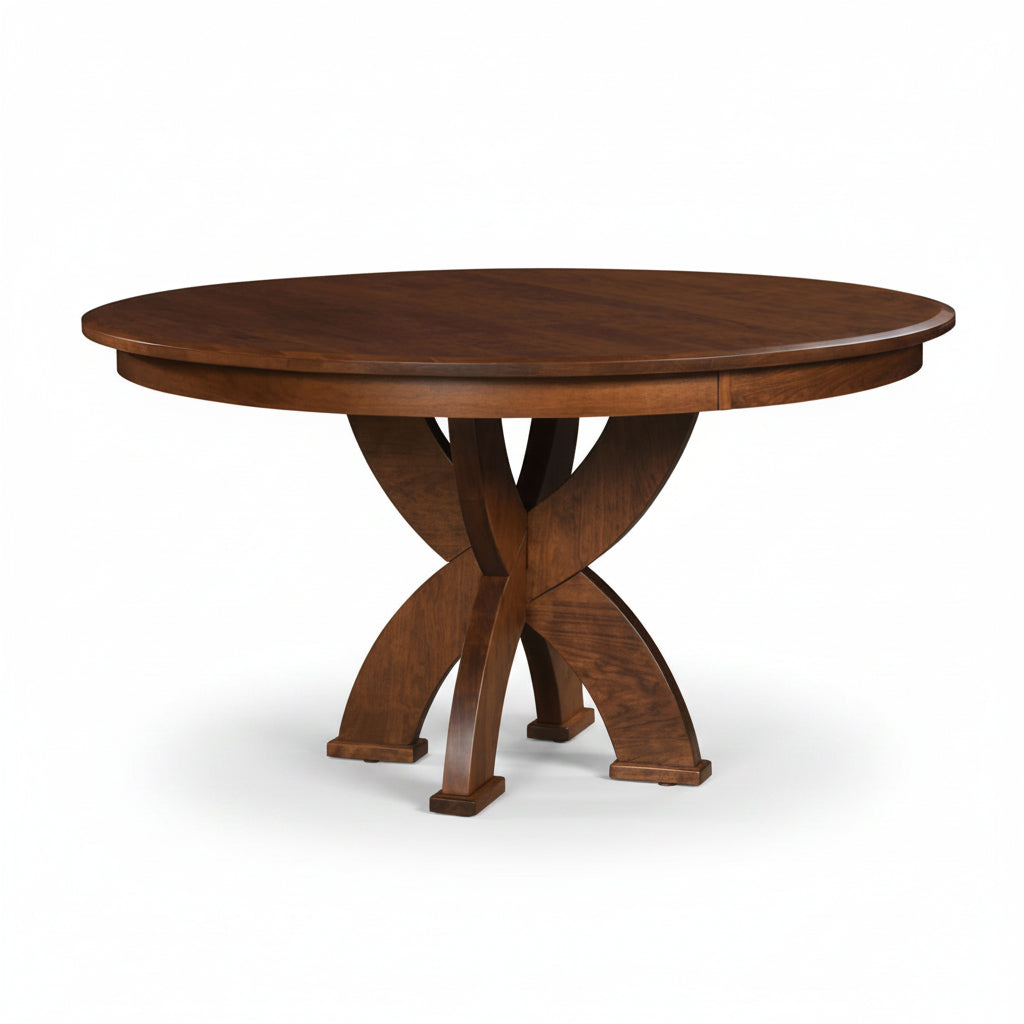 Amish Bristol Single Pedestal Dining Set - Unique Amish Pedestal - Round Amish Table - Sap Cherry - OCS-122 Cocoa