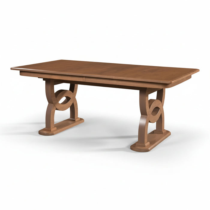 Amish Broadway Double Pedestal Dining Table - Amish Modern Base Table - Decorative Double Pedestal Table - Solid Cherry Amish Table - OCS-133 Tundra - No Background Photo
