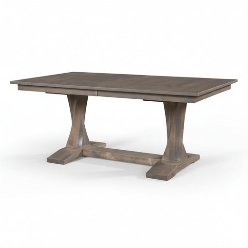 Amish Browning Twisted Double Pedestal Table - Twisted Table Base - Brown Maple - OCS-135 Drfitwood - Gray Modern Amish Table