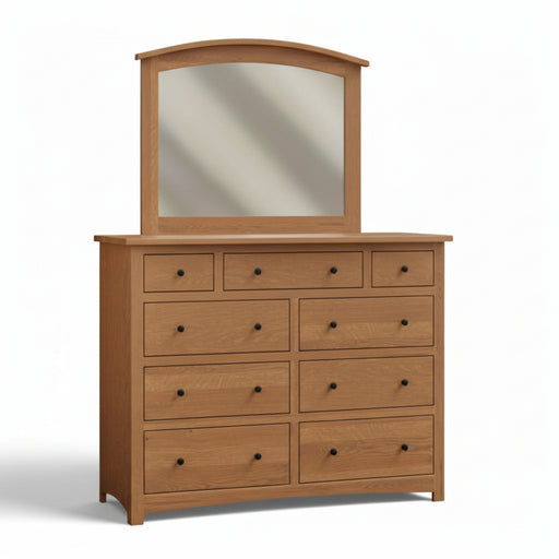 Amish Buckeye Dresser with Arched Mirror Shaker Style Quick Ship
