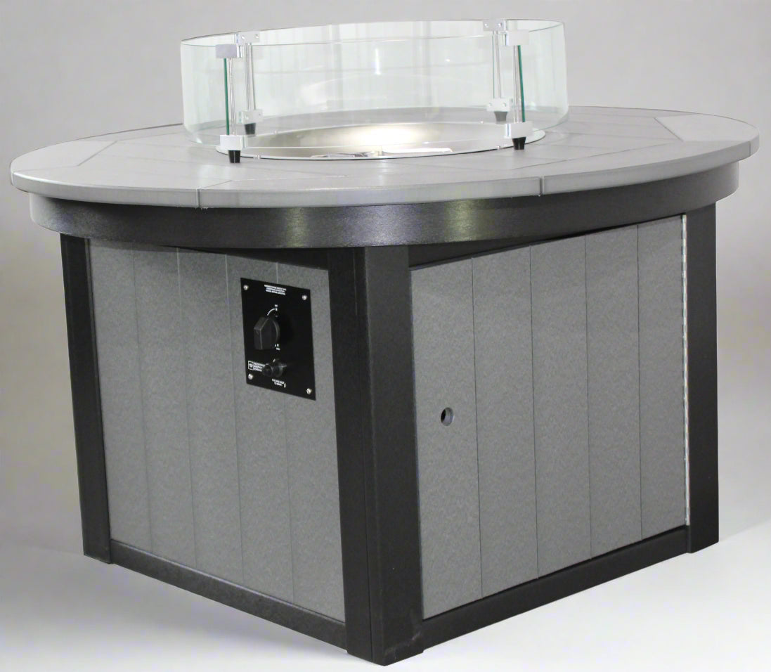 Amish Buckeye Poly 48" Square Base Firepit - Gas Powered - Poly Color Dark Gray on Black - Main Photo