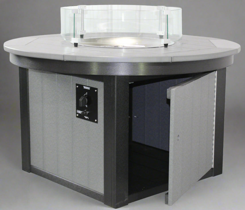 Amish Buckeye Poly 48" Square Base Firepit - Gas Powered - Poly Color Dark Gray on Black - Main Photo 2