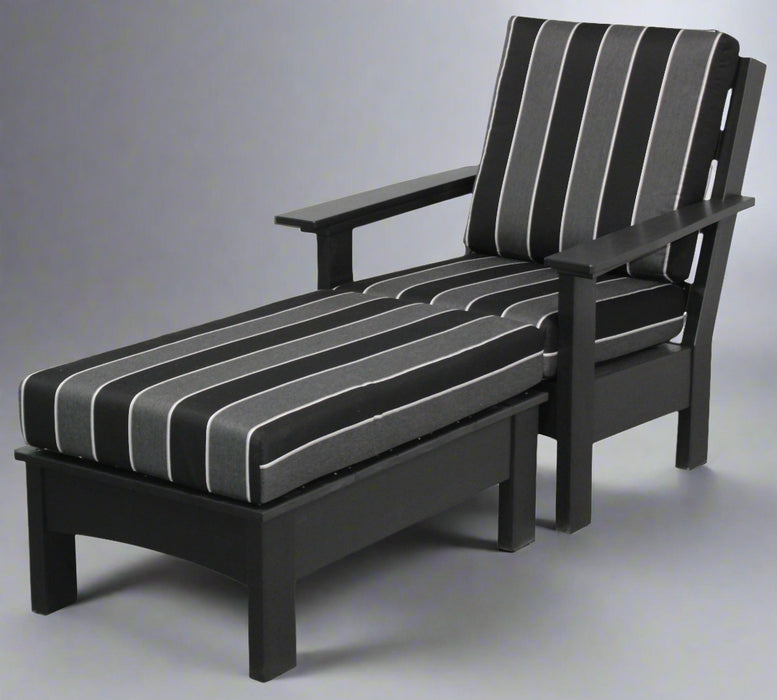 Amish Buckeye Poly Regal Chair With Chaise Ottoman - Sunbrella Fabric Peyton Granite  - Poly Color Black - Main Photo