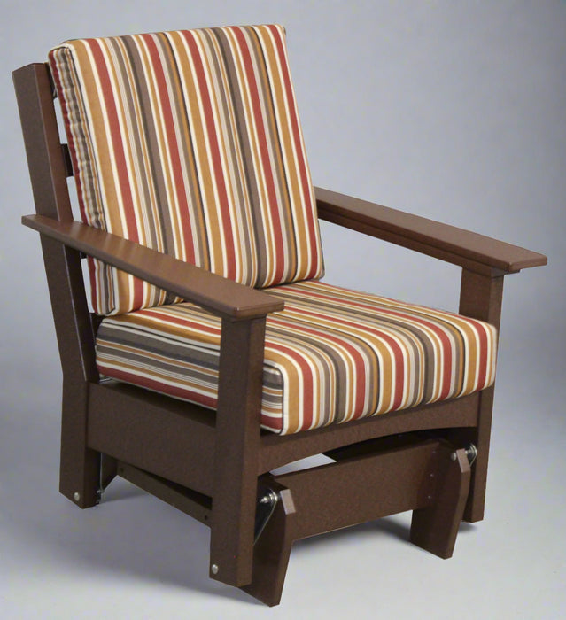 Amish Buckeye Poly Regal Single Glider - Sunbrella Fabric Brannon Redwood - Poly Color Tudor Brown - Main Photo