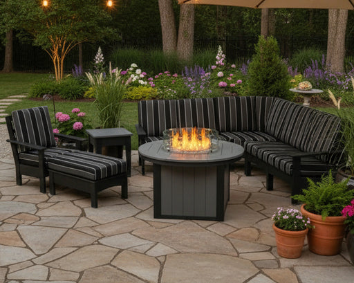 Amish Buckeye Regal Poly Cushioned Seating Set - Light Gray - Milano Char Fabric - Set Photo 2