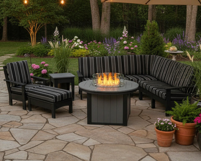 Amish Buckeye Regal Poly Cushioned Seating Set - Light Gray - Milano Char Fabric - Set Photo 2