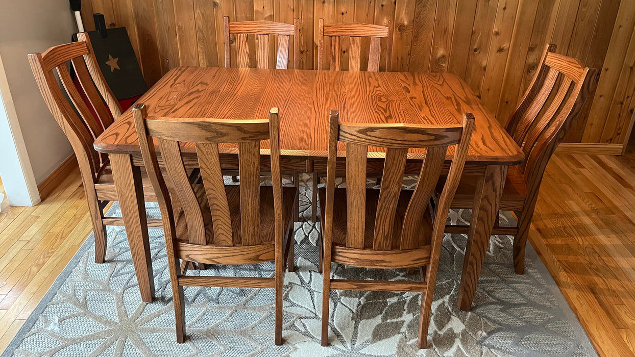 Amish Built Shaker Leg Table with Auburn Dining Chair Set Solid Oak Wood with OCS 111 Boston Medium Stain Color