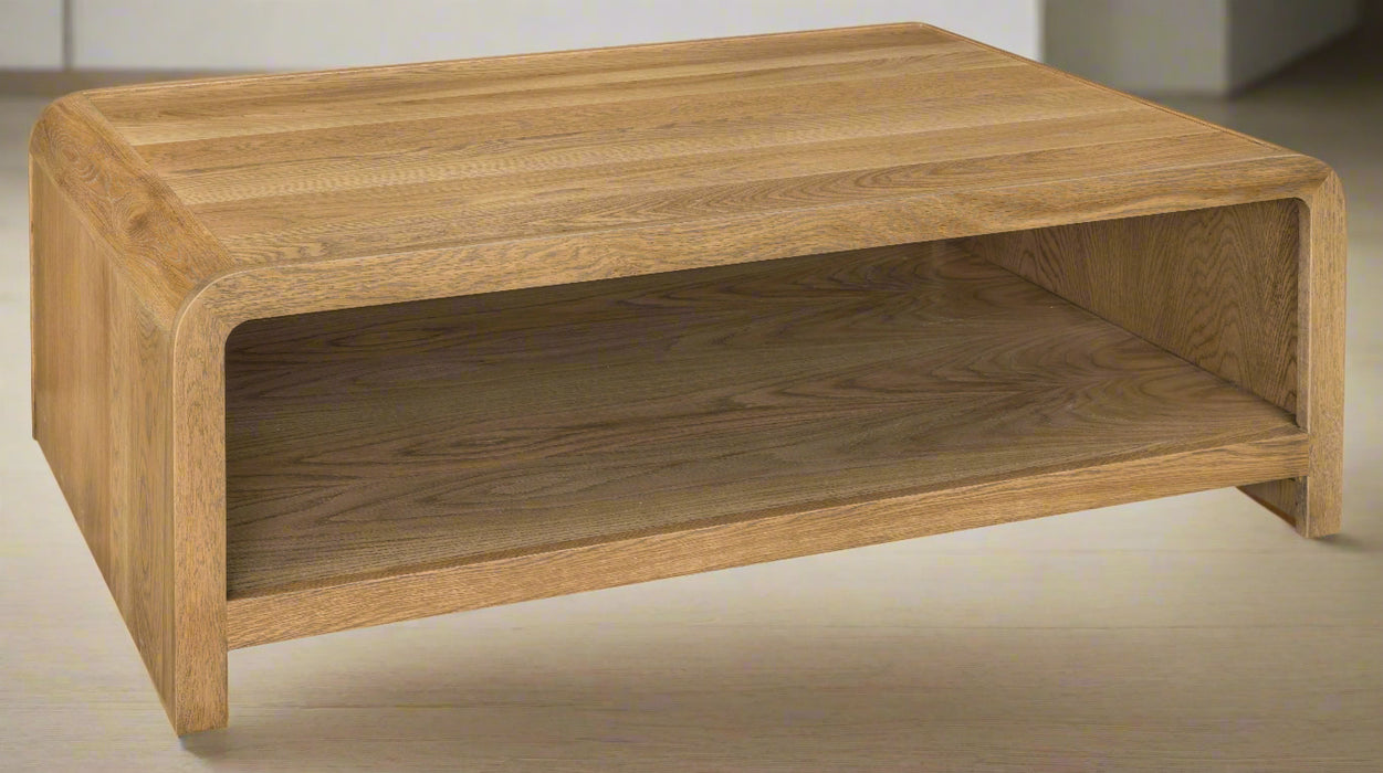 Amish Burlington Coffee Table
Shelf Size: 50" Wide x 11" High
3" Radius on Corners
Solid Wood Construction